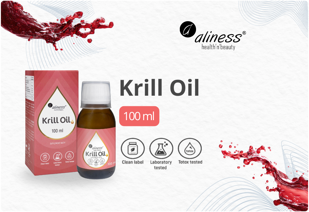 Krill Oil Omega 3 Olej z Kryla z Astaksantyną Płyn 100 ml Aliness