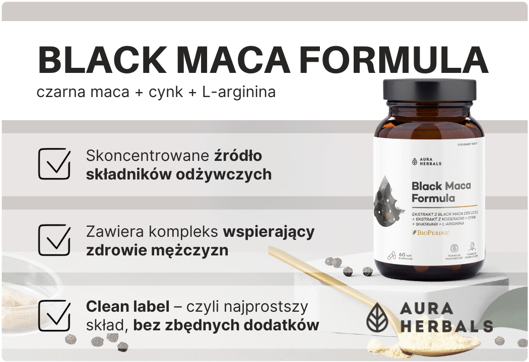 Black Maca Formula Czarna Maca Kozieradka Cynk (60 kaps) Aura Herbals