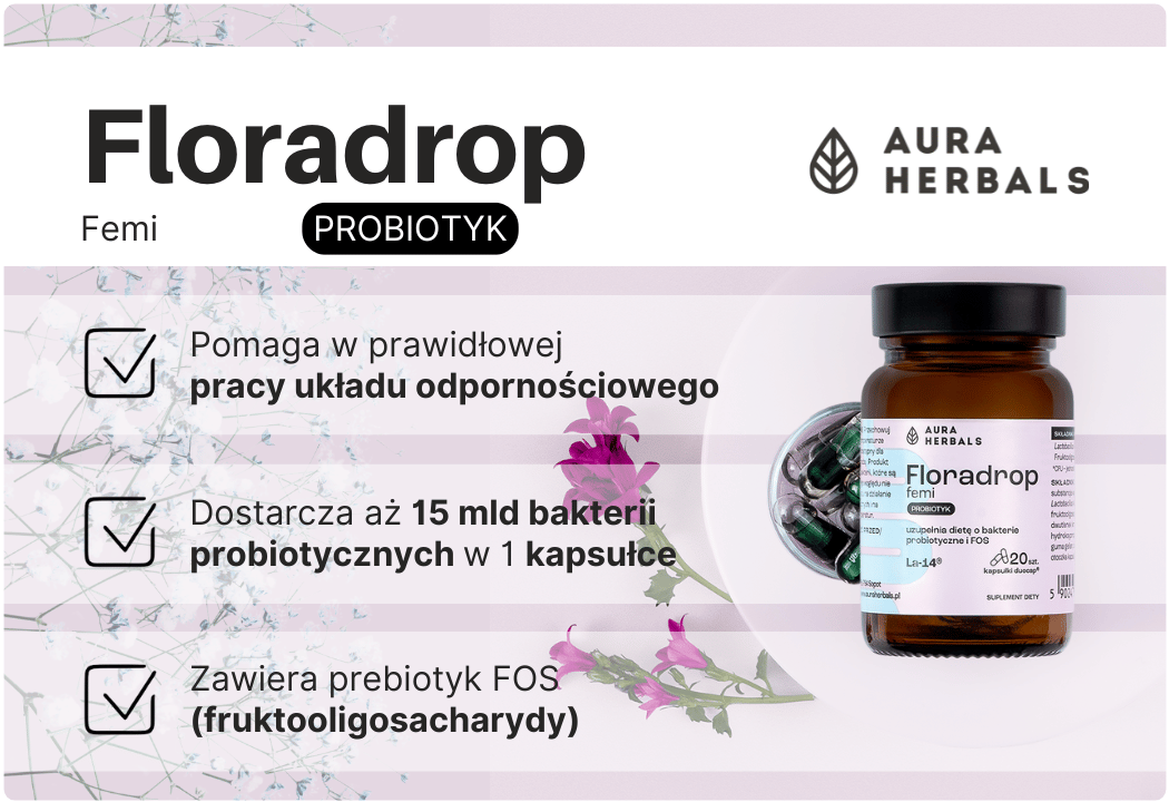 Floradrop Femi Probiotyk FOS (20 kaps duocap) Aura Herbals