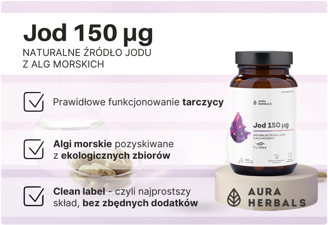 Jod 150 μg - PureSea Naturalne Źródło Jodu z Alg Morskich (90 kaps) Aura Herbals