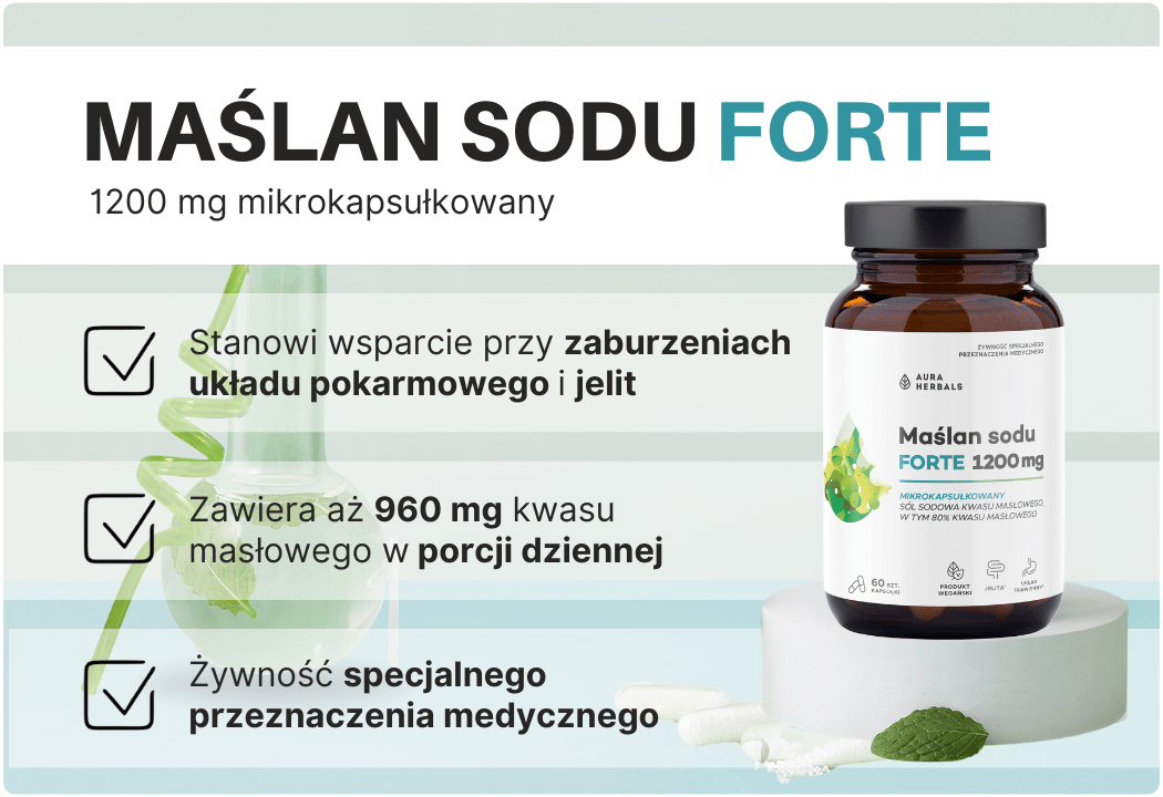 Maślan Sodu FORTE Mikrokapsułkowany 1200 mg (60 kaps) Aura Herbals