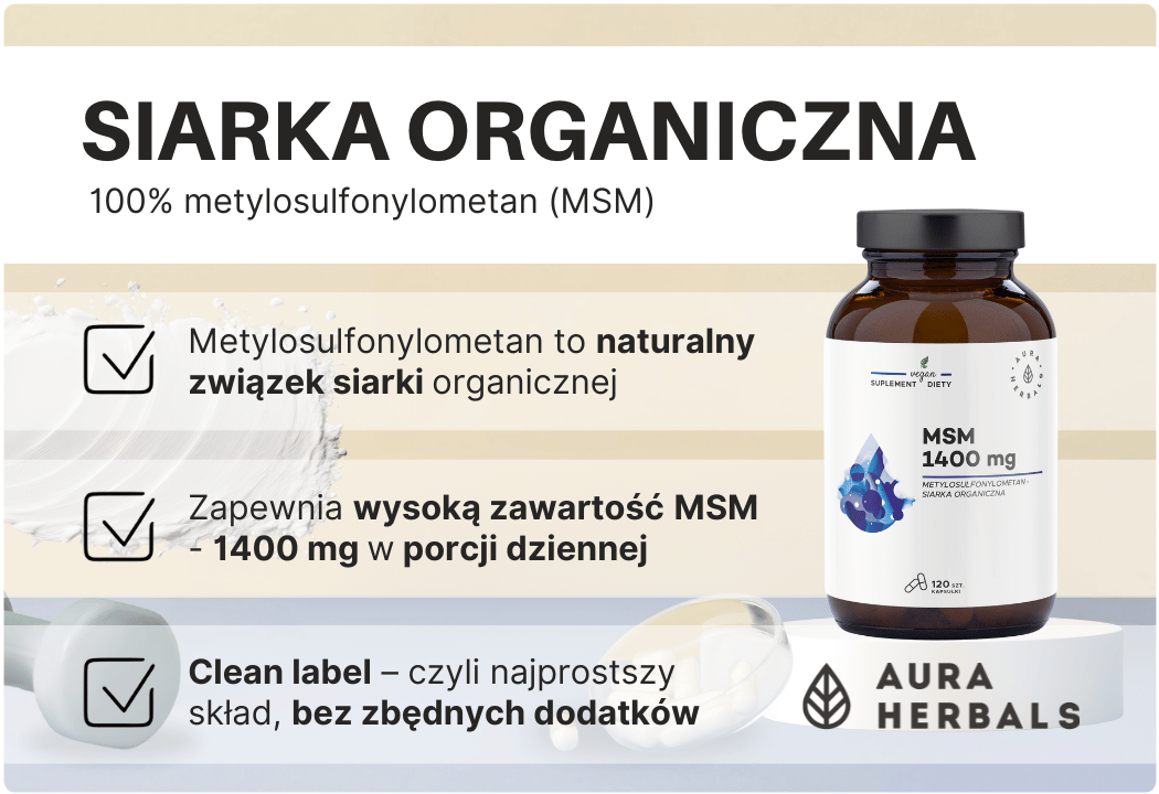 MSM Siarka Organiczna 1400 mg (120 kaps) Aura Herbals