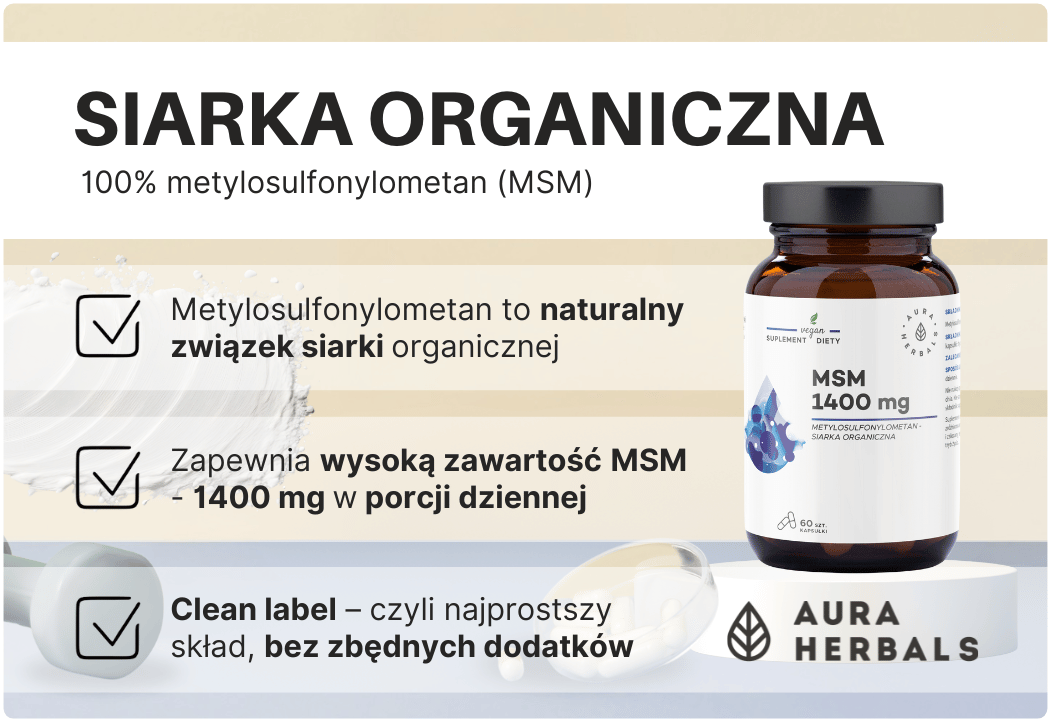 MSM Siarka Organiczna 1400 mg (60 kaps) Aura Herbals
