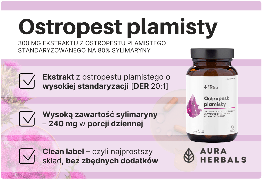 Ostropest Plamisty 300 mg 80% Sylimaryny (90 kaps) Aura Herbals