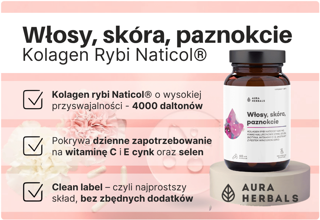 Włosy Skóra Paznokcie Kolagen Rybi NatiCol® (60 kaps) Aura Herbals