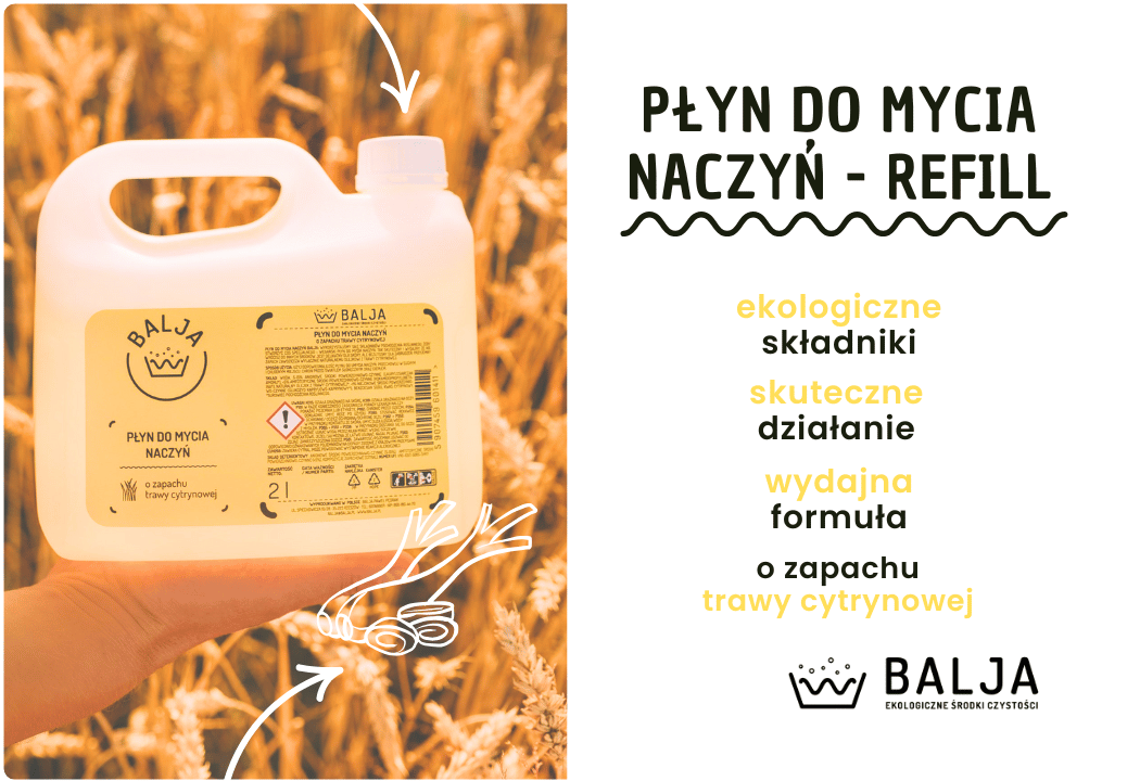 Płyn do Mycia Naczyń Ekologiczny Biodegradowalny Trawa Cytrynowa Zapas 2 l BALJA