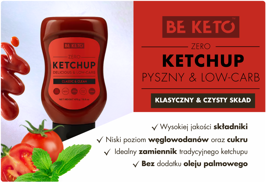 Keto Ketchup Zero Niskowęglowodanowy Low-carb Vegan 470 g BeKeto