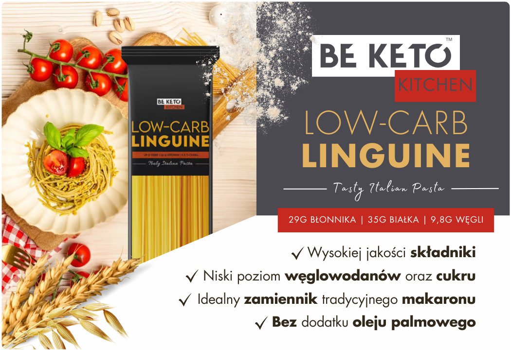 Keto Makaron Linguine Niskowęglowodanowy Low-carb 250 g BeKeto
