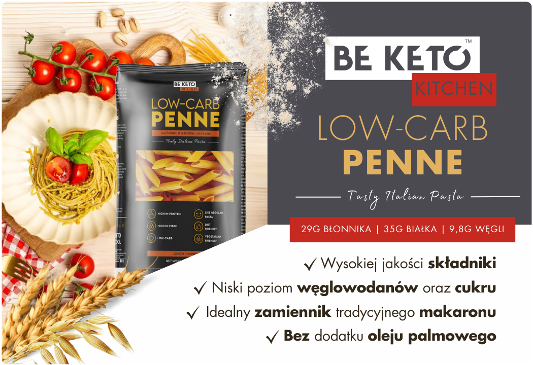Keto Makaron Penne Niskowęglowodanowy Low-carb 250 g BeKeto
