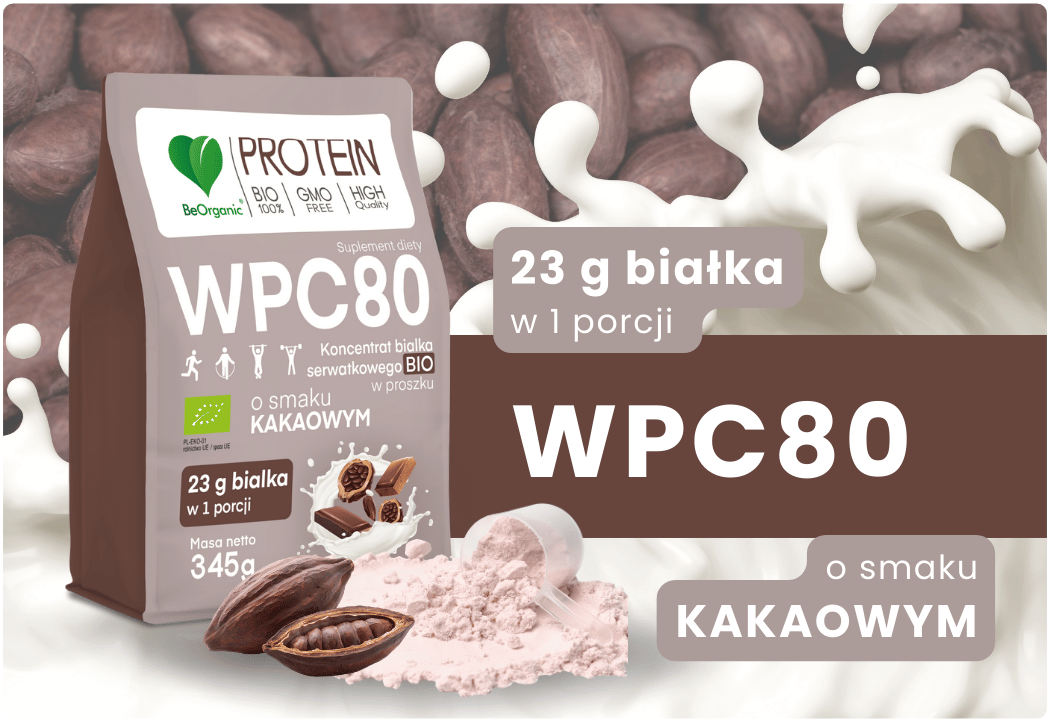 Białko Serwatkowe WPC 80 o Smaku Jagodowym Proszek 345 g BeOrganic