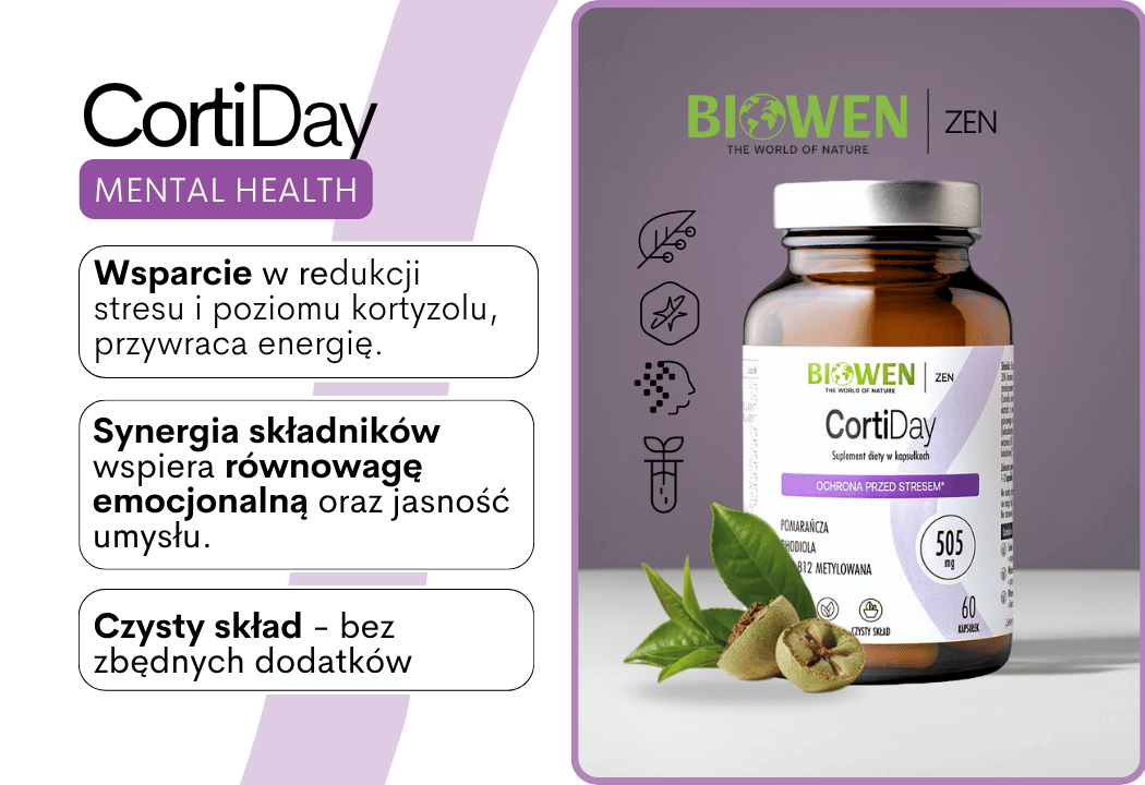 CortiDay Rhodiola Witamina B12 Pomarańcza 505 mg (60 kaps) Biowen