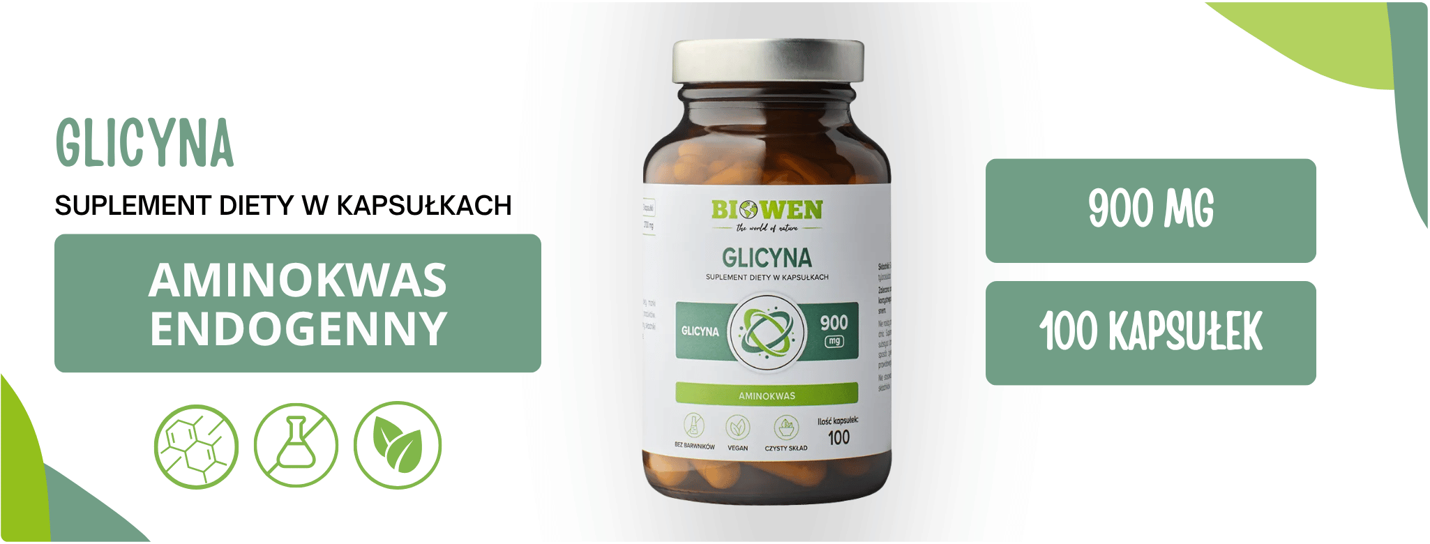 Glicyna 900 mg (100 kaps) Biowen