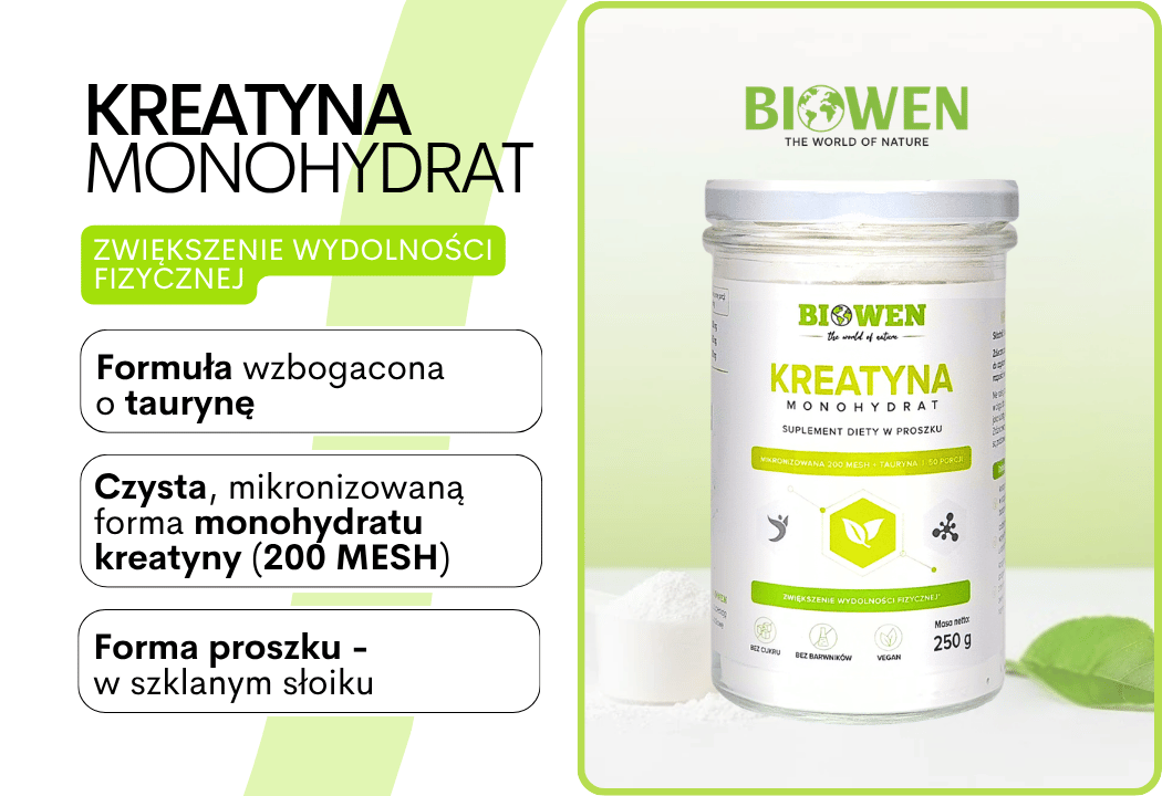 Monohydrat Kreatyny + Tauryna Proszek 250 g Biowen