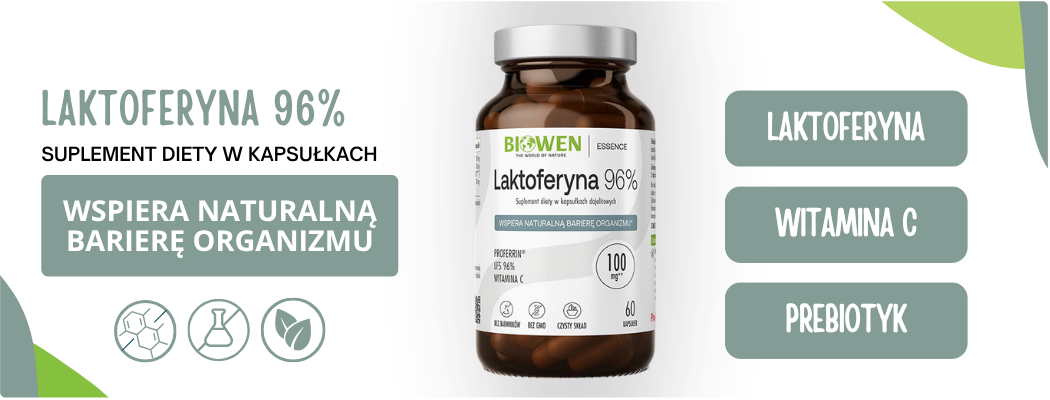 Laktoferyna Proferrin 96% Witamina C Prebiotyk (60 kaps DR) Biowen