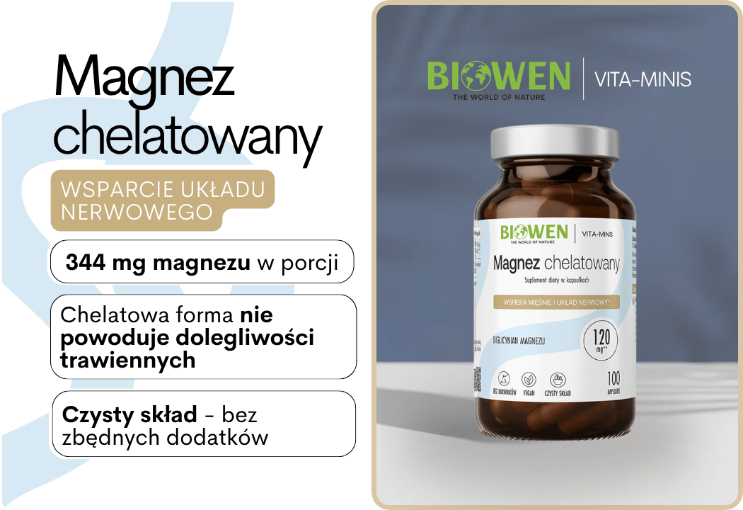 Magnez chelatowany Biowen 100 kapsułek