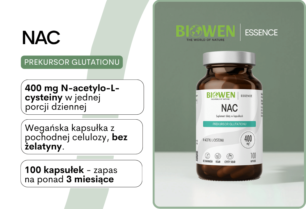 NAC, N-acetylo-L-cysteina 400 mg, 100 kapsułek vege Biowen