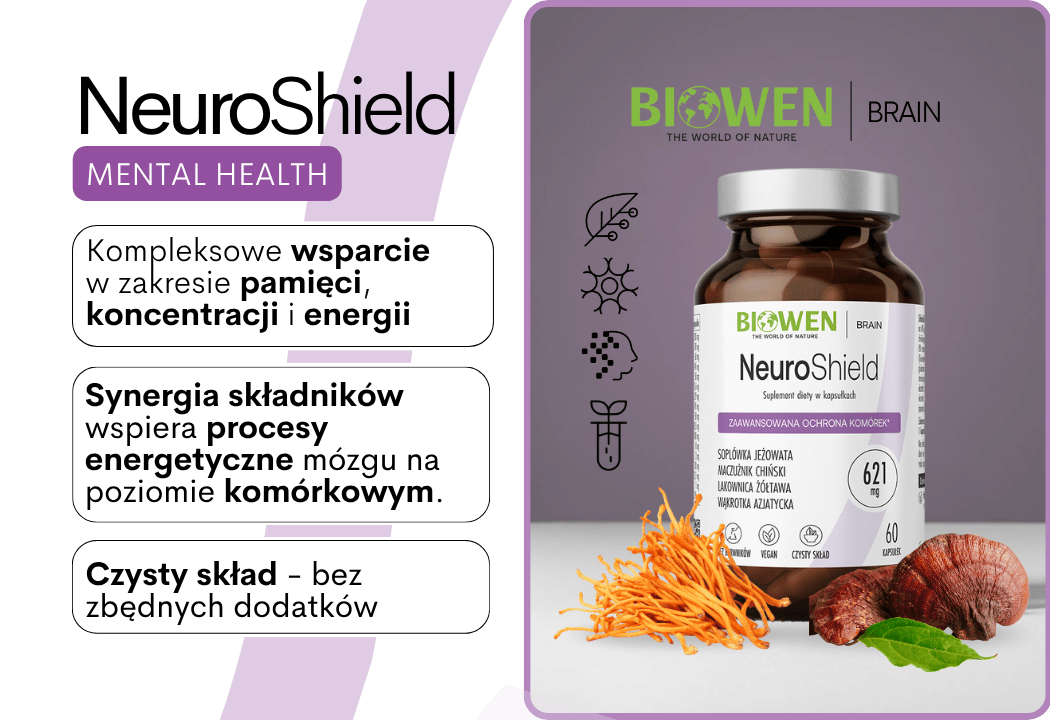 NeuroShield Lion's Mane Cordyceps Reichi Gotu Kola 621 mg (60 kaps) Biowen