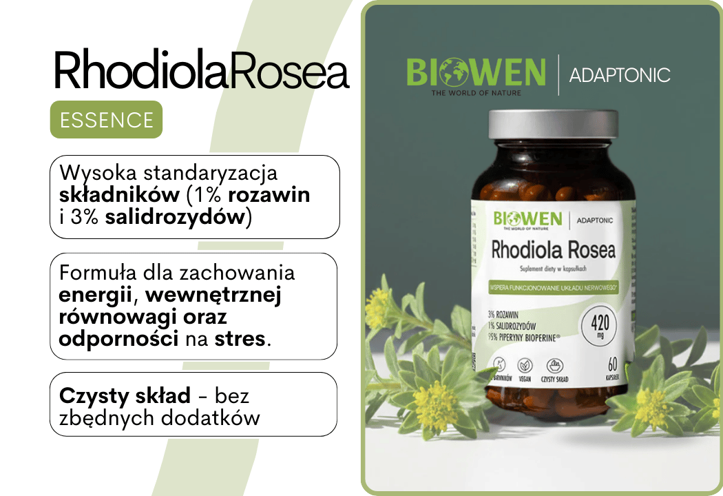 Różeniec Górski 420 mg Rhodiola Rosea + Piperyna (60 kaps) Biowen