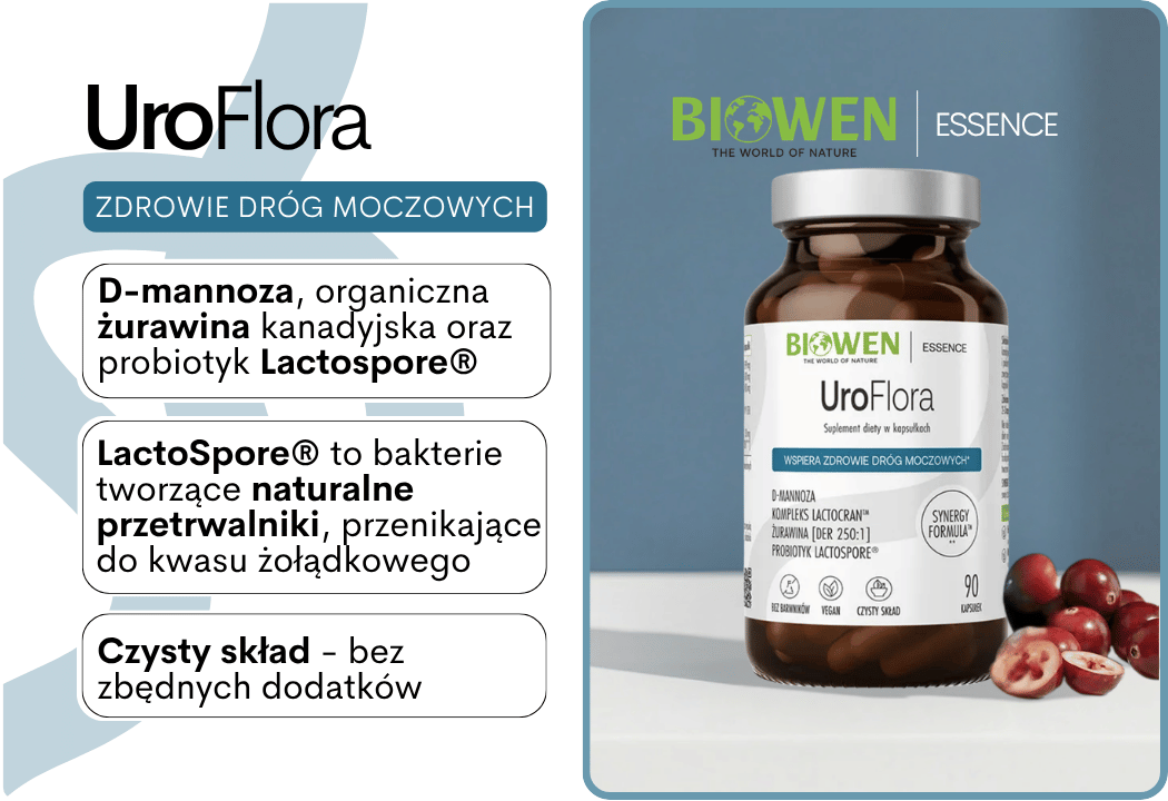UroFlora Żurawina D-mannoza Probiotyk LactoSpore Biowen