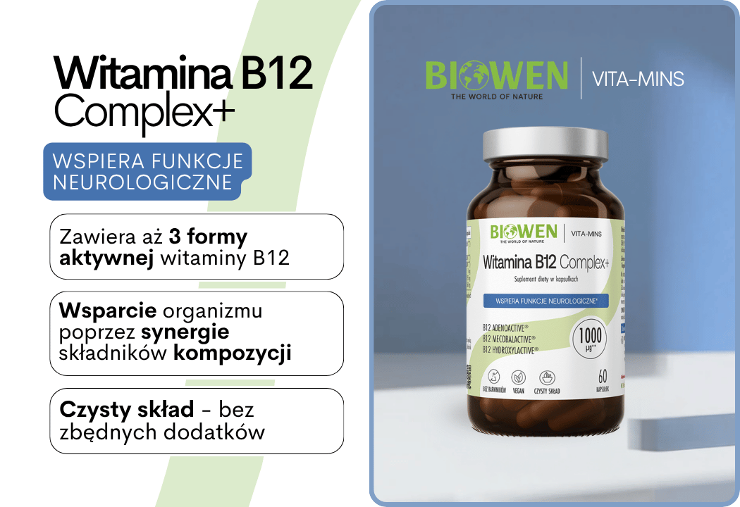 Witamina B12 Complex+ 3 Formy 1000 μg VEGE (60 kaps) Biowen