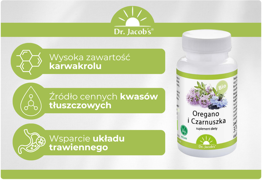Oregano i Czarnuszka Wsparcie Układu Trawienia (60 kaps) Dr. Jacob's