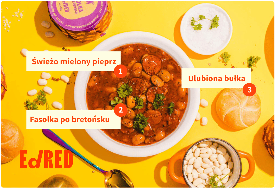 Fasolka po Bretońsku 400 g - Danie Gotowe Puszka 300 g Ed Red