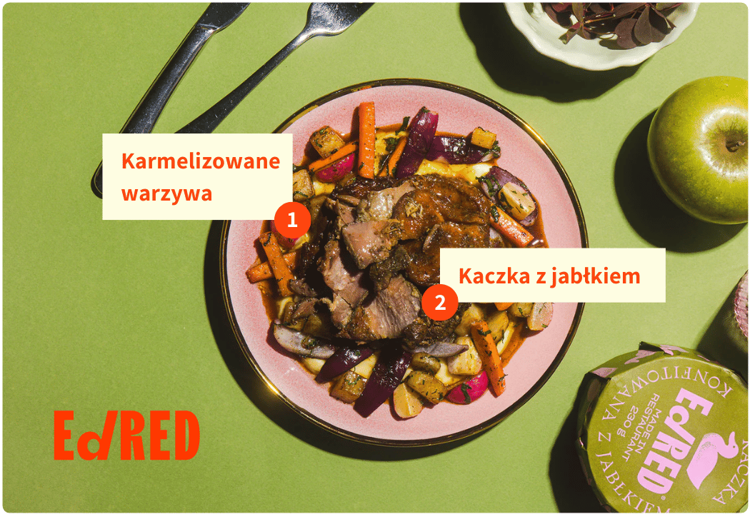 Kaczka Konfiturowana z Jabłkiem - Danie Gotowe Puszka 230 g Ed Red