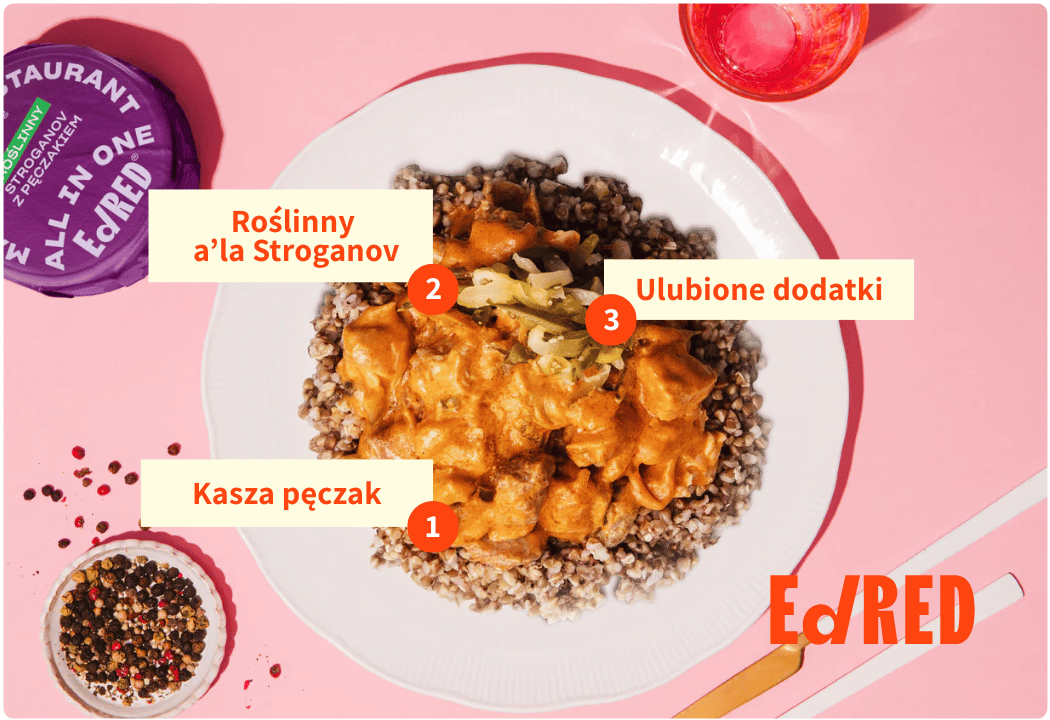 Roślinny a'la Stroganov z Pęczakiem Ed Red