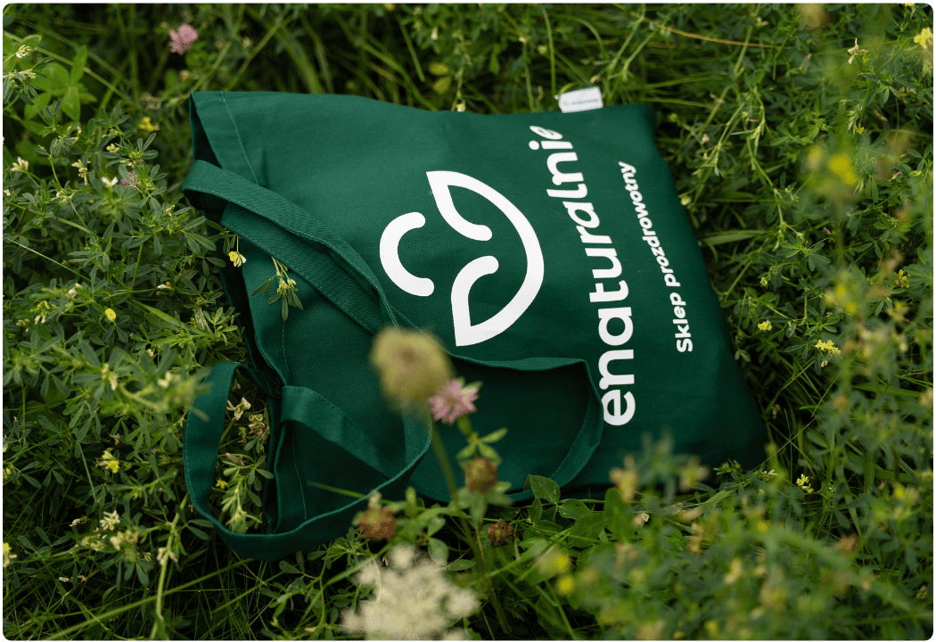 Zielona torba bawełniana na zakupy z logo enaturalnie