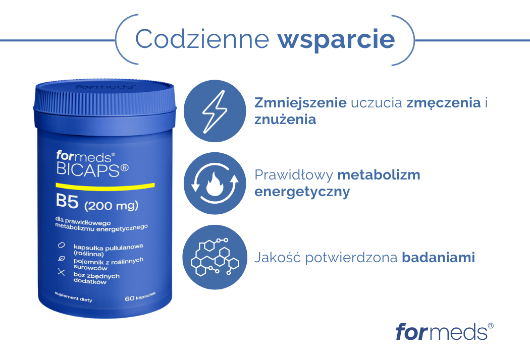 BICAPS Witamina B5 200 mg Prawidłowy Metabolizm Energetyczny (60 kaps) formeds