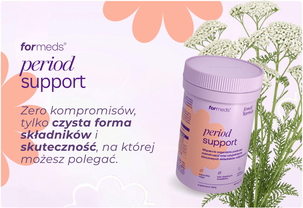 Period Support Diglicynian Żelaza Laktoferyna Witamina B12 Foliany (60 kaps) Female Formula Formeds