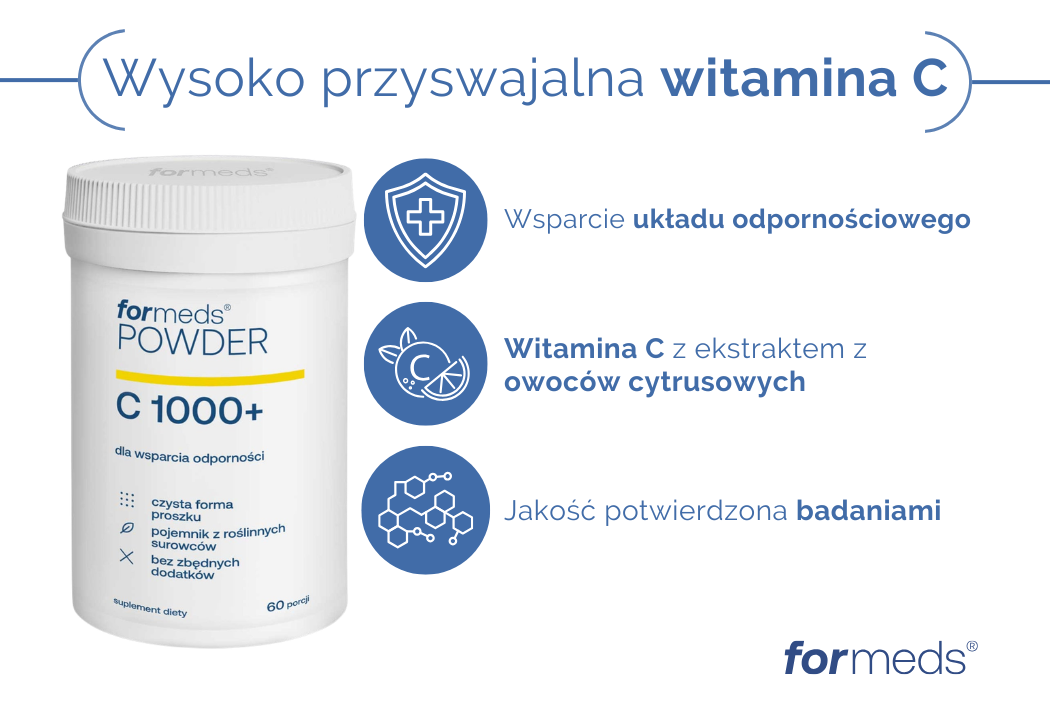 POWDER C 1000+ Witamina C 1000 mg Wsparcie Odporności Proszek 63 g formeds
