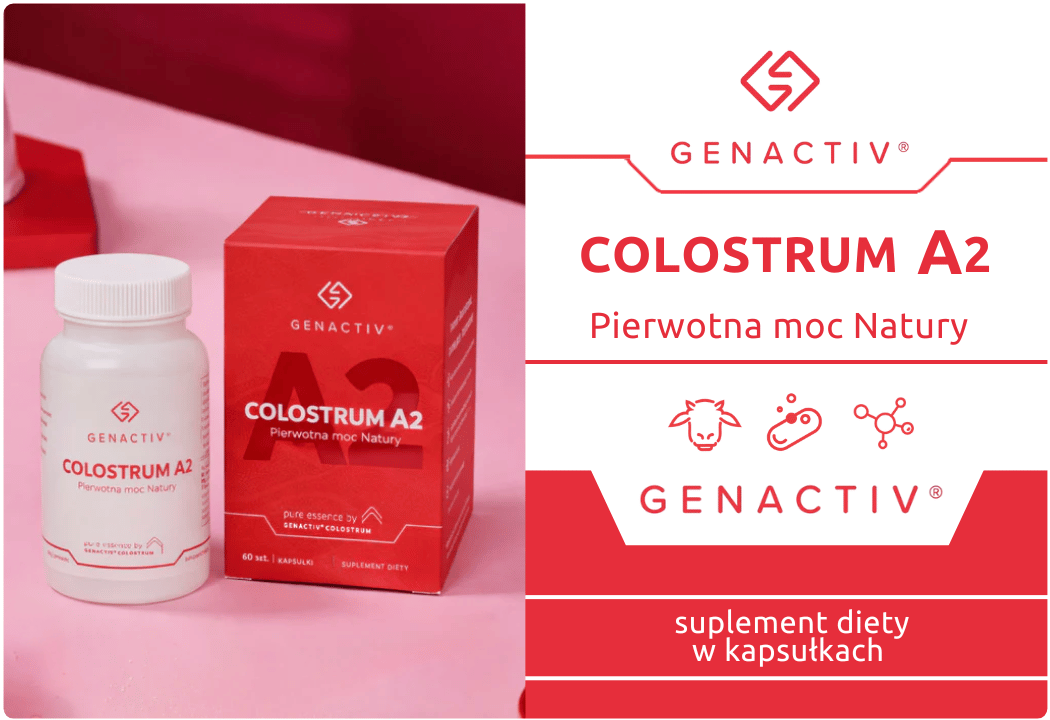 Colostrum A2 Beta-kazeina Liofilizowana Siara Bydlęca (60 kaps) Genactiv