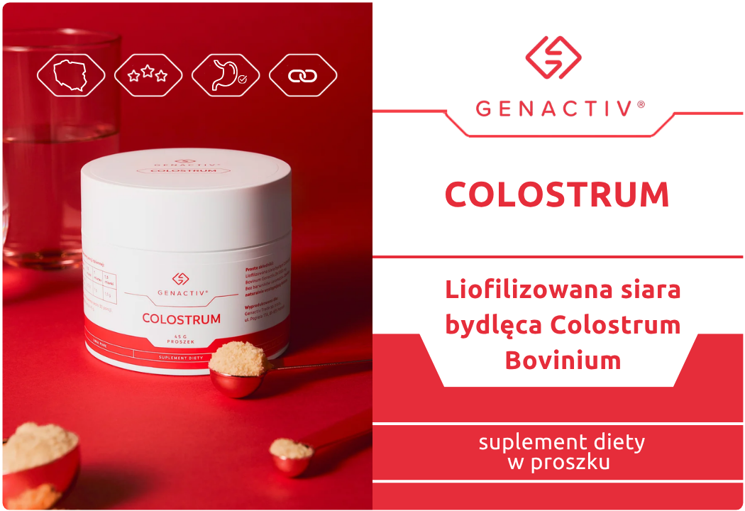 Colostrum Liofilizowana Siara Bydlęca w Proszku 45 g Genactiv