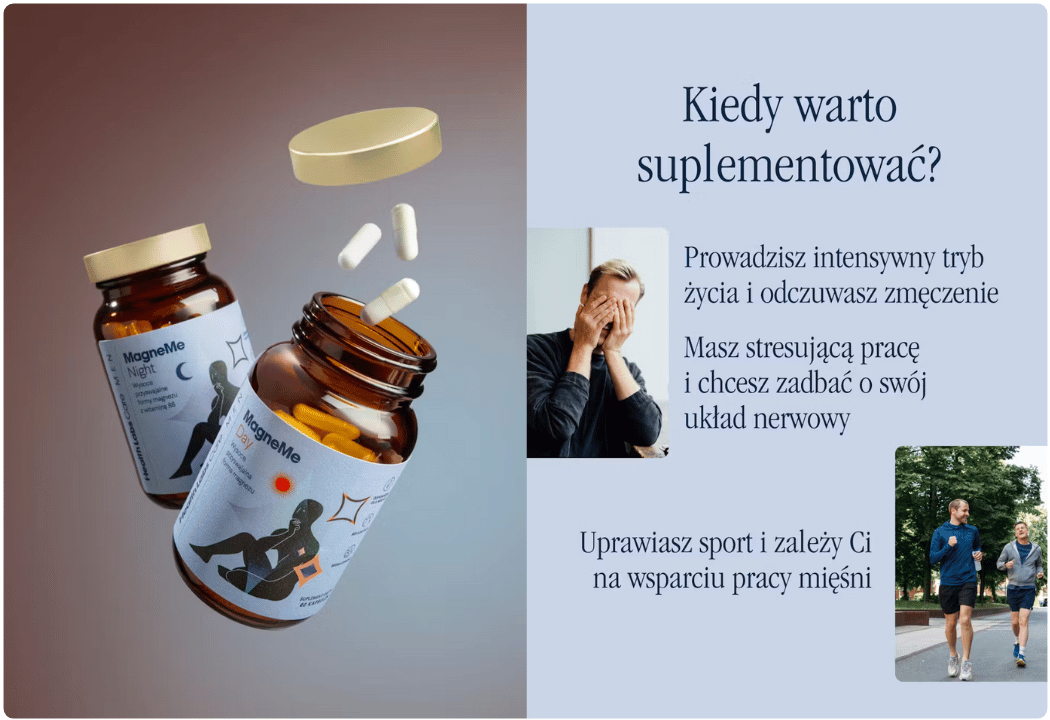 MagneMe Men Zestaw Magnez Witamina B6 na Dzień i na Noc Dla Mężczyzn (2 x 60 kaps) Health Labs Care