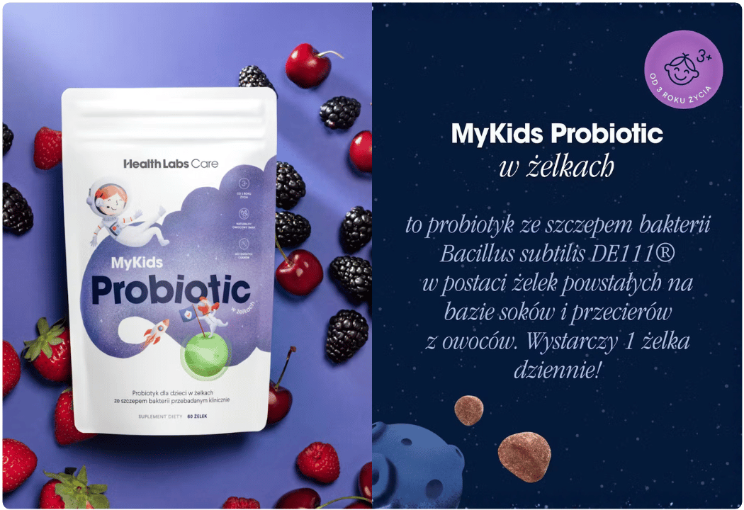 MyKids Probiotic Probiotyk Bacillus subtilis DE11 w Żelkach dla Dzieci Smak Tropikalny (60 szt) Health Labs Care (OUTLET)