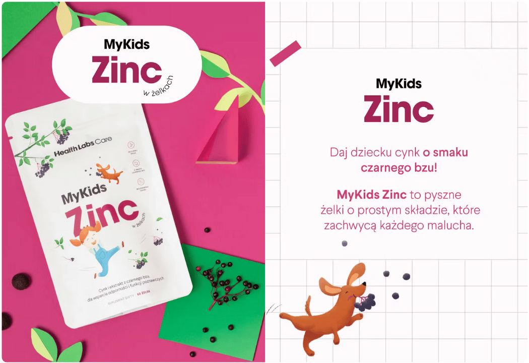 MyKids Zinc Cynk w Żelkach dla Dzieci Smak Czarnego Bzu (60 szt) Health Labs Care