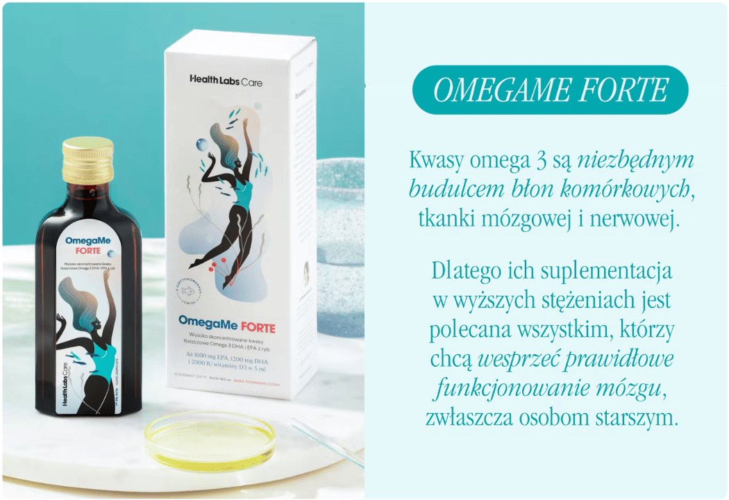 OmegaMe FORTE Kwasy Tłuszczowe Omega-3 EPA + DHA Witaminy A D Płyn 160 ml Health Labs Care