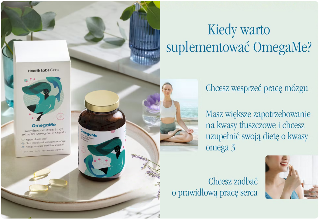 OmegaMe Trójglicerydy Kwasy Tłuszczowe Omega-3 EPA + DHA (60 kaps) Health Labs Care