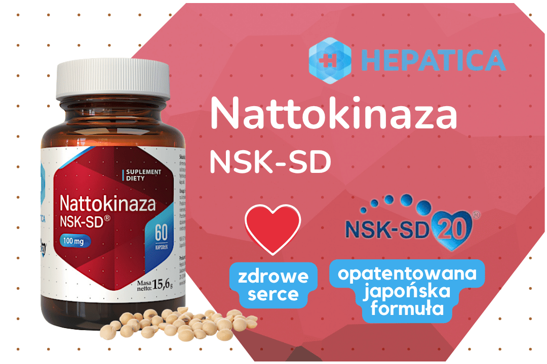 Nattokinaza NSK-SD 20 Fermentowane Nasiona Soi 100 mg (60 kaps) Hepatica