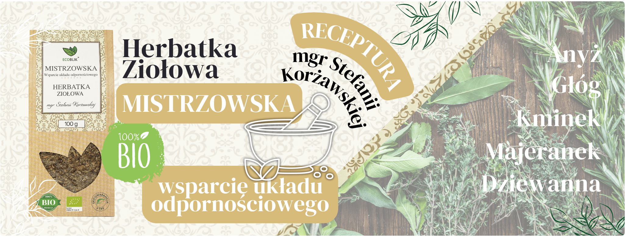 Herbatka ziołowa Mistrzowska 100g Wsparcie układu odpornościowego EcoBlik 