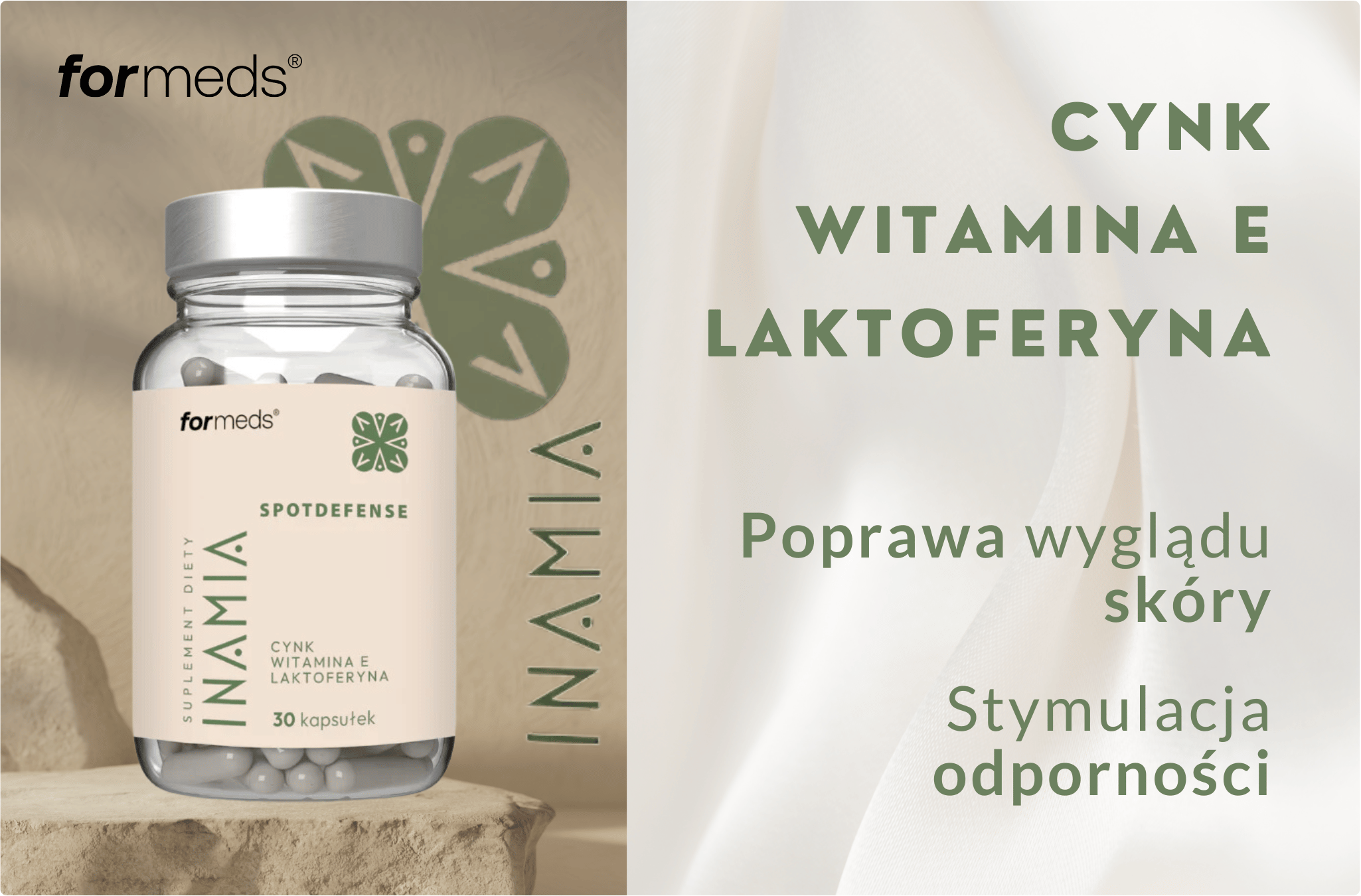 INAMIA Spotdefense Cynk Witamina E Laktoferyna 60 kapsułek