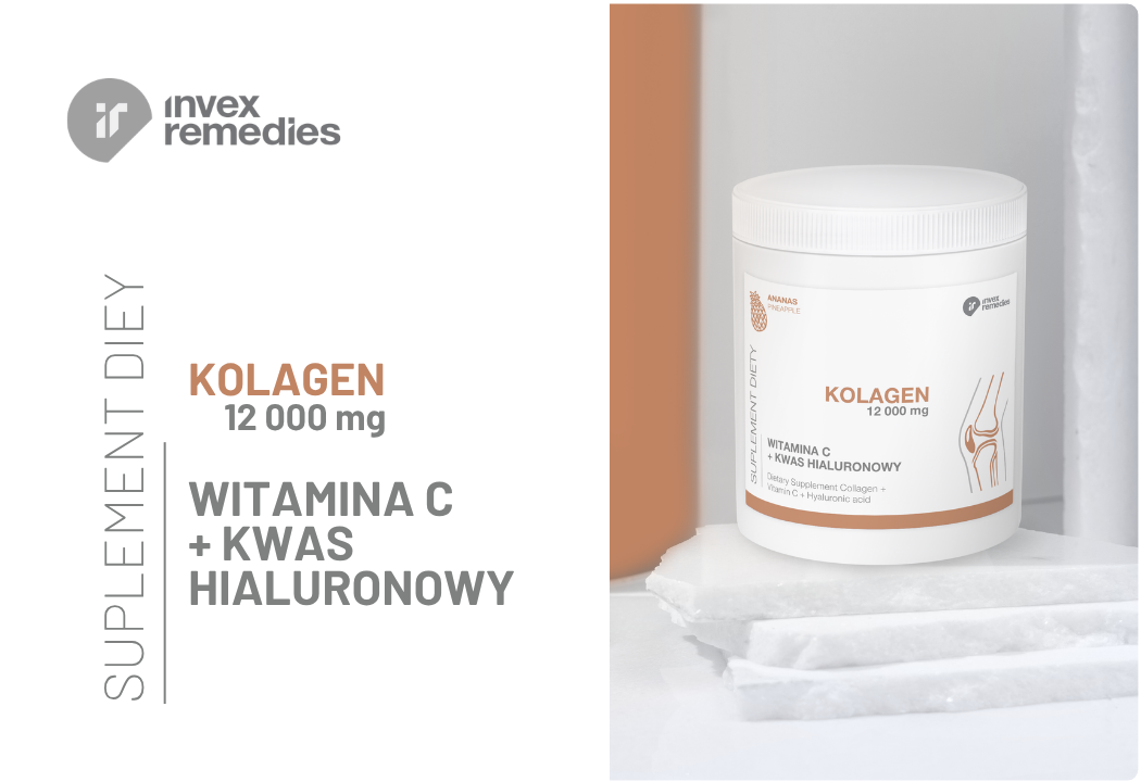 Kolagen 12000 mg Witamina C Kwas Hialuronowy Smak Ananasowy Proszek 400 g Invex Remedies