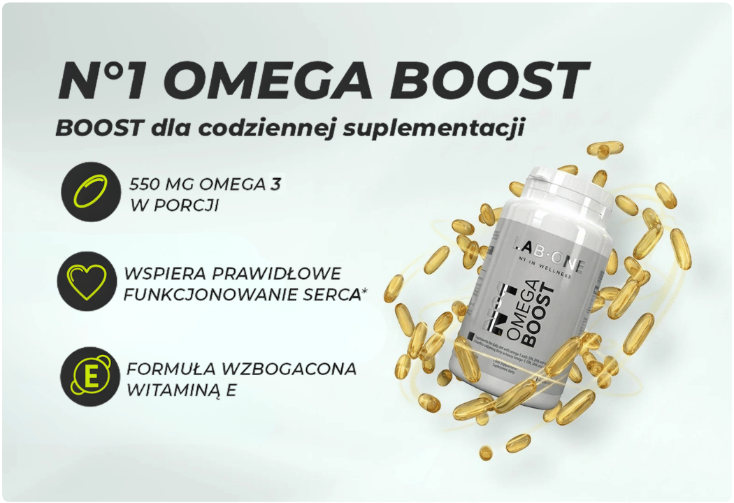 Nr 1 Omega Boost Kwasy Omega-3 Witamina E (60 kaps) Lab One