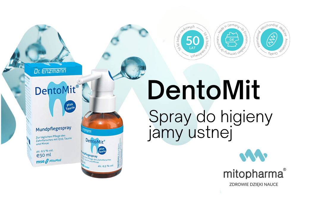 DentoMit Spray Koenzym Q10 Tauryna Olejek miętowy MSE Dr Enzmann 30 ml Mito-Pharma