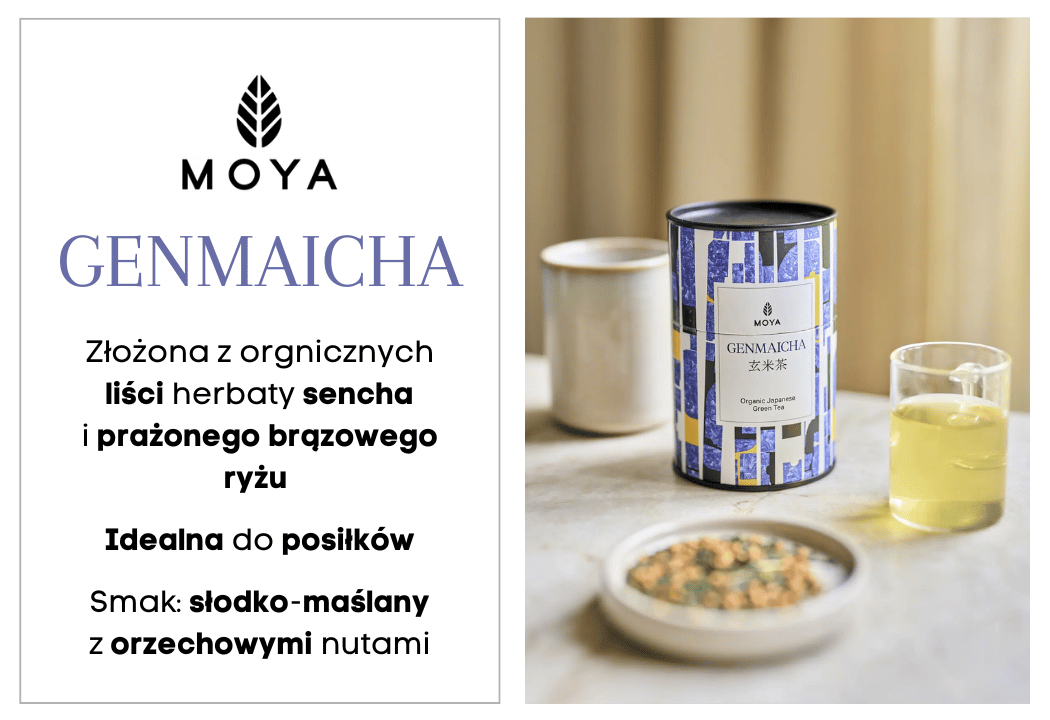 Matcha Genmaicha BIO 60 g – Japońska Herbata Zielona Liściasta MOYA