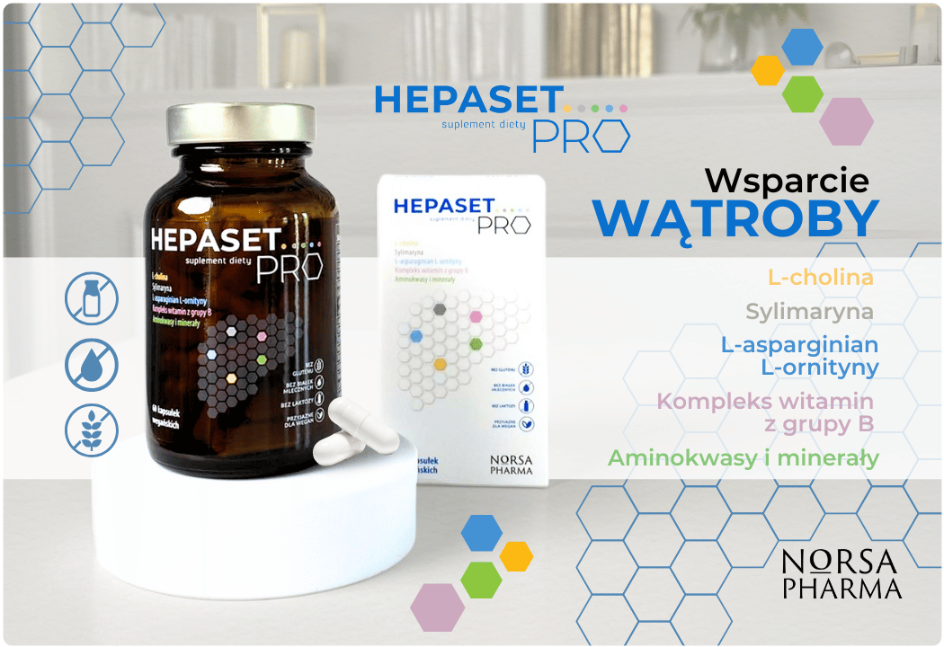 Hepaset PRO Cholina Sylimaryna Wsparcie Wątroby (60 kaps) Norsa Pharma