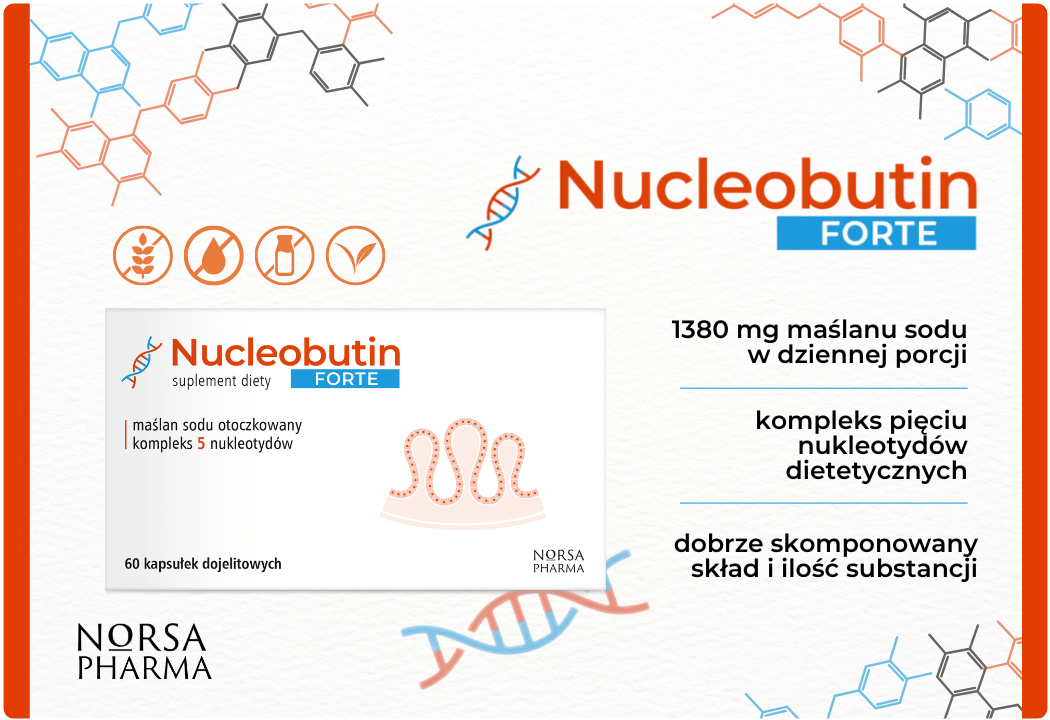 Nucleobutin FORTE Maślan Sodu 1380 mg Nukleotydy (60 kaps) Norsa Pharma
