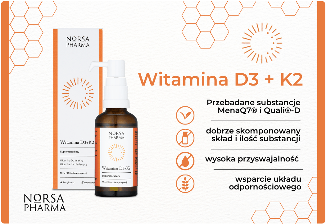 Witamina D3 2000 IU + K2 Olej MCT 50 ml Norsa Pharma