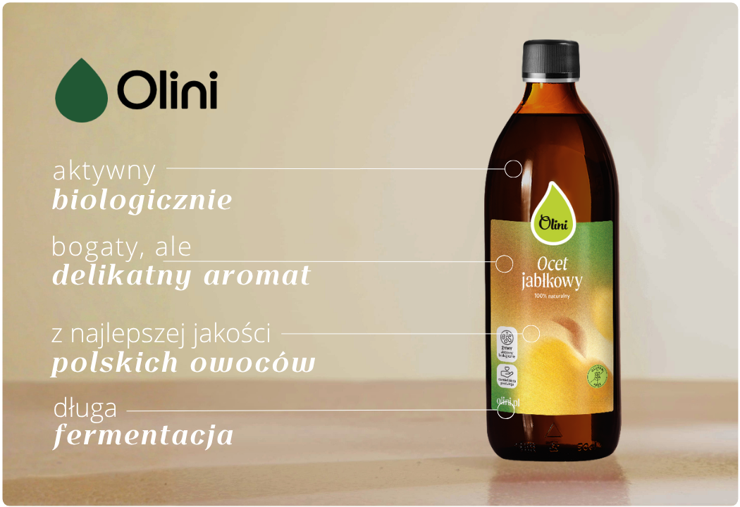 Ocet Jabłkowy 100% Naturalny 500 ml Olini